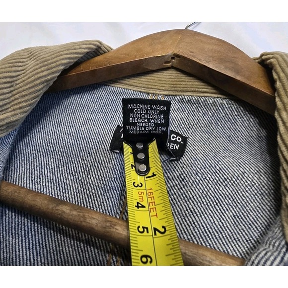 Vintage 90s Polo Ralph Lauren Stable Jacket Denim Corduroy Coller Medium Cotton - Picture 6 of 15